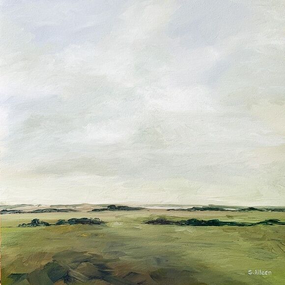 Original Oil Landscape Painting Pastoral Atmospheric Impressionist Signed 12x12" - Picture 1 of 8